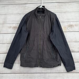 prAna Rezen Denim Canvas Hybrid Jacket Mens L Gray Blue Full Zip